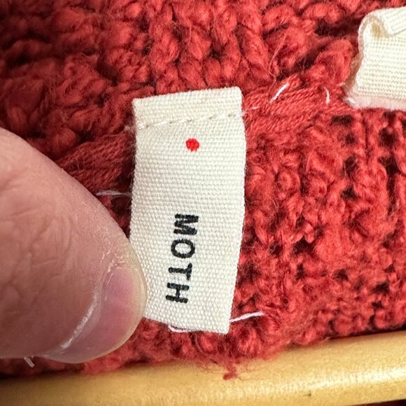 Anthropologie Moth Cable Knit Turtleneck Sweater Red Womens Size Large Long Boho - Picture 4 of 16